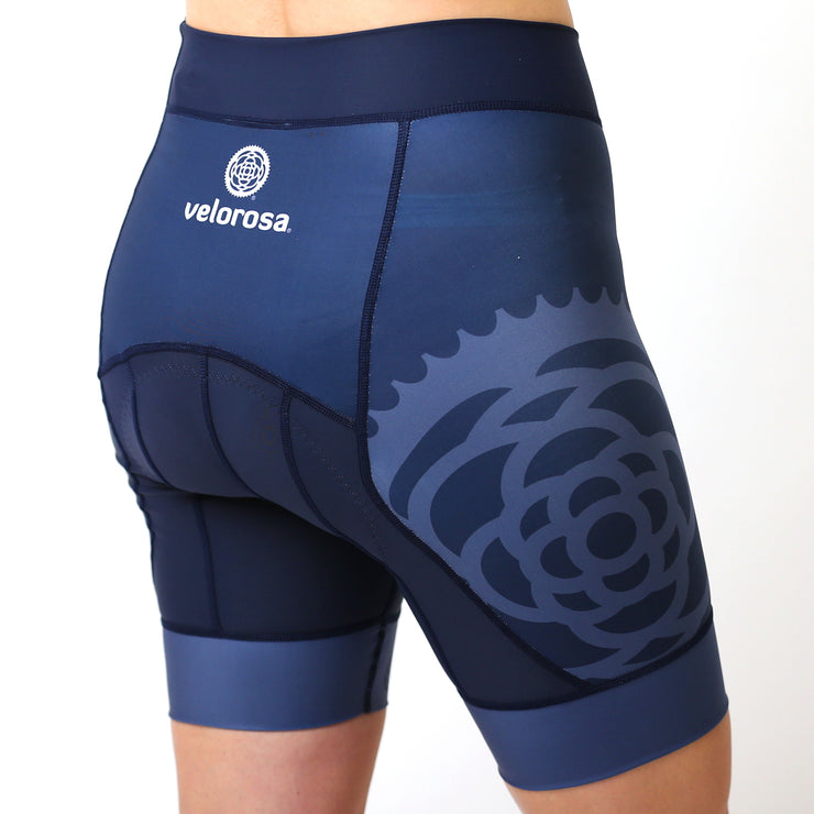 Model wearing Basics Collection Women's Cycling Shorts Navy Back
