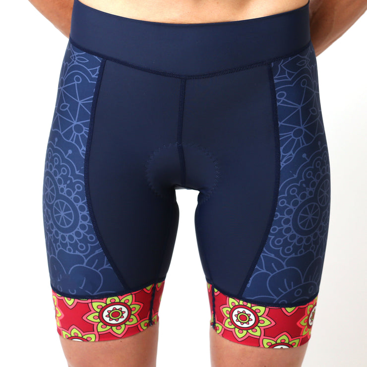 Model wearing Mandala Women's Band Cycling Shorts Front