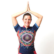 Model wearing Mandala Women's Short-Sleeved Cycling Jersey Front