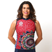 Model wearing Mandala Sleeveless Women's Cycling Jersey Front